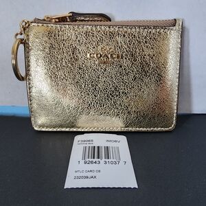 ✨️NWT✨️ Coach Card Holder Keychain, Metallic Gold, 2018